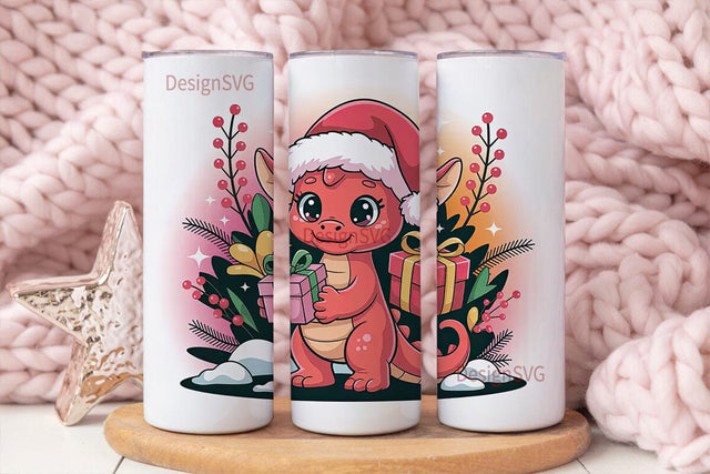 Kawaii Christmas Dragon 20oz Tumbler Sublimation DesignSVG 