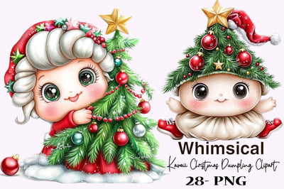 Kawaii Christmas Dumpling Clipart Bundle Sublimation SVGArt 