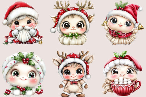 Kawaii Christmas Dumpling Clipart Bundle Sublimation SVGArt 