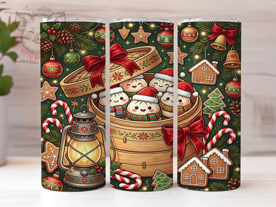 Kawaii Christmas Dumplings 20oz Tumbler, Kawaii Dumplings, Christmas Dumplings, Kawaii Christmas, Dumpling Tumbler, Kawaii Tumbler, Kawaii Dumpling PNG, 20oz Tumbler Wrap Sublimation Lara' s Designs 
