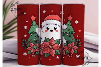 Kawaii Christmas Ghost 20oz Tumbler Wrap Sublimation sassyprint 