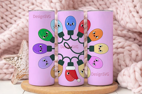 Kawaii Christmas Lights 20oz Tumbler Sublimation DesignSVG 