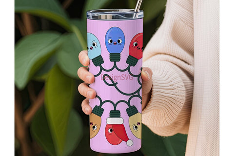 Kawaii Christmas Lights 20oz Tumbler Sublimation DesignSVG 