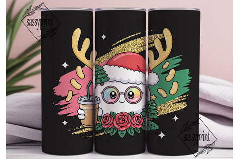 Kawaii Christmas Marshmallow Tumbler Sublimation sassyprint 