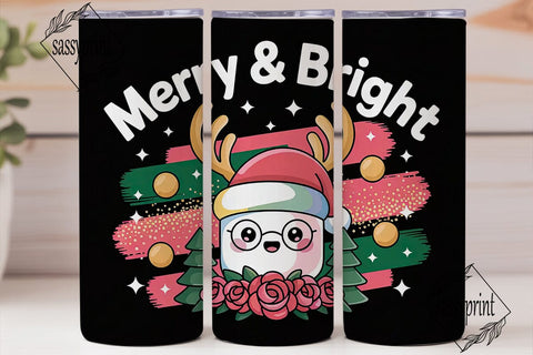 Kawaii Christmas Marshmallow Tumbler Sublimation sassyprint 