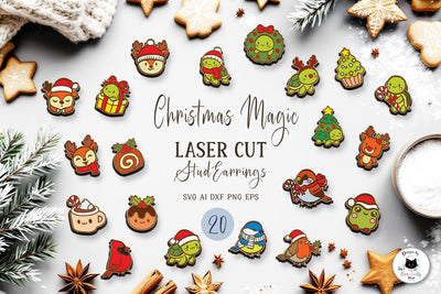 Kawaii Christmas Stud Earrings Bundle SVG Ivy's Creativity House 