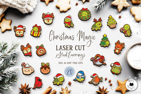 Kawaii Christmas Stud Earrings Bundle SVG Ivy's Creativity House 