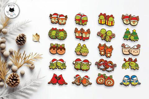 Kawaii Christmas Stud Earrings Bundle SVG Ivy's Creativity House 