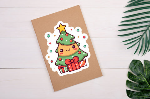 Kawaii christmas tree Sticker Design Sublimation Regulrcrative 