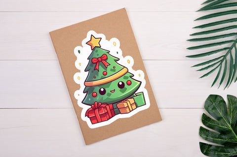 Kawaii christmas tree Sticker Design Sublimation Regulrcrative 