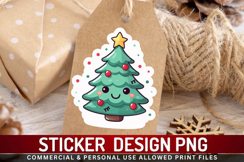 Kawaii christmas tree Sticker Design Sublimation Regulrcrative 