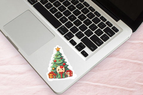 Kawaii christmas tree Sticker Design Sublimation Regulrcrative 