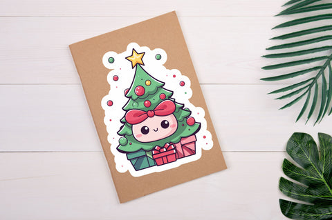 Kawaii christmas tree Sticker Design Sublimation Regulrcrative 