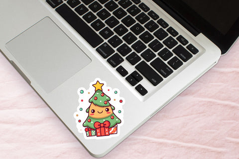 Kawaii christmas tree Sticker Design Sublimation Regulrcrative 