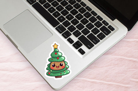 Kawaii christmas tree Sticker Design Sublimation Regulrcrative 