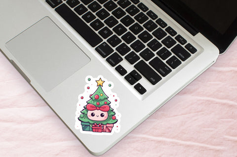 Kawaii christmas tree Sticker Design Sublimation Regulrcrative 