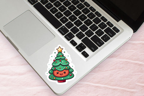 Kawaii christmas tree Sticker Design Sublimation Regulrcrative 