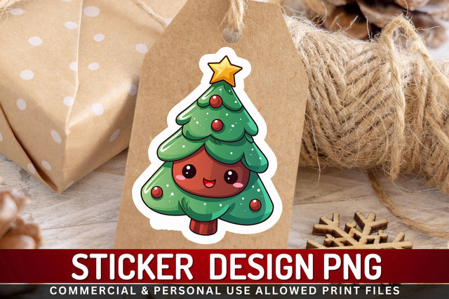 Kawaii christmas tree Sticker Design SVG Regulrcrative 