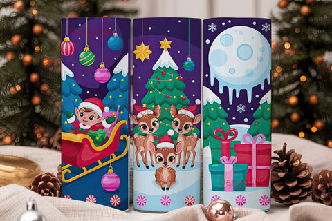 Kawaii Christmas Tumbler Wrap Sublimation DesignSVG 