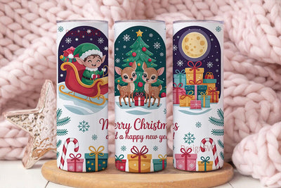 Kawaii Christmas Tumbler Wrap Sublimation DesignSVG 