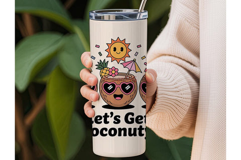 Kawaii Coconut Summer 20oz Tumbler Wrap Sublimation DesignSVG 
