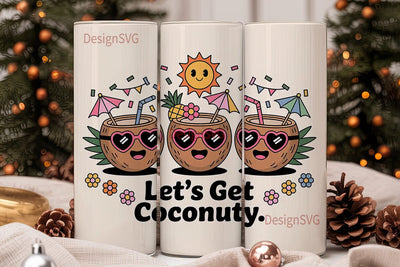 Kawaii Coconut Summer 20oz Tumbler Wrap Sublimation DesignSVG 