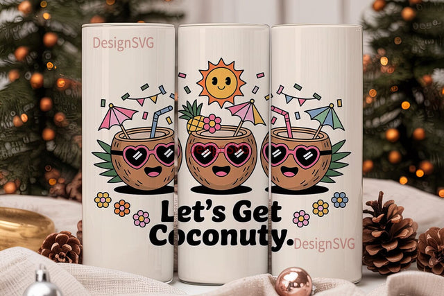 Kawaii Coconut Summer 20oz Tumbler Wrap Sublimation DesignSVG 
