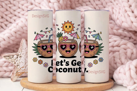 Kawaii Coconut Summer 20oz Tumbler Wrap Sublimation DesignSVG 