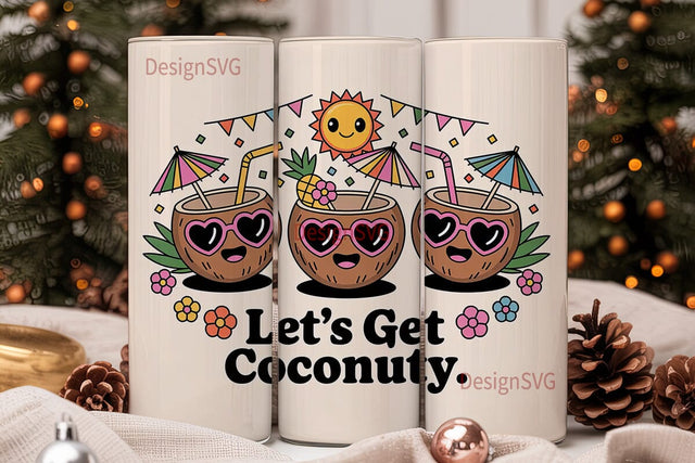 Kawaii Coconut Summer 20oz Tumbler Wrap Sublimation DesignSVG 