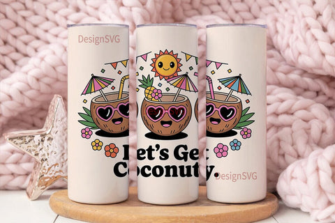 Kawaii Coconut Summer 20oz Tumbler Wrap Sublimation DesignSVG 