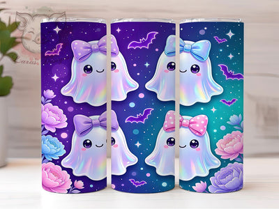 Kawaii Cosmic Ghosts 20oz Tumbler, Space Spirits, Starry Night, Pastel Galaxy, Cute Aliens, Nebula Glow, Whimsical Universe, Sublimation Wrap Sublimation Lara' s Designs 