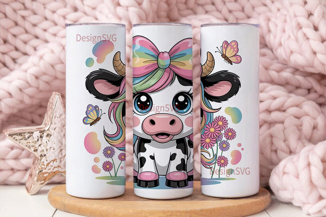 Kawaii Cow 20oz Tumbler Wrap Sublimation DesignSVG 