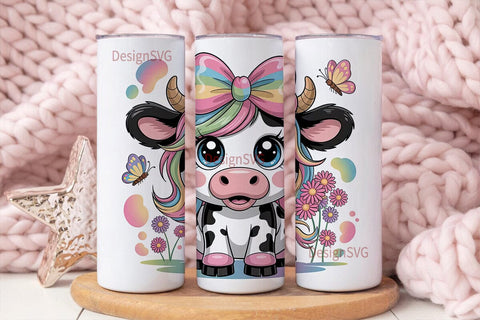 Kawaii Cow 20oz Tumbler Wrap Sublimation DesignSVG 