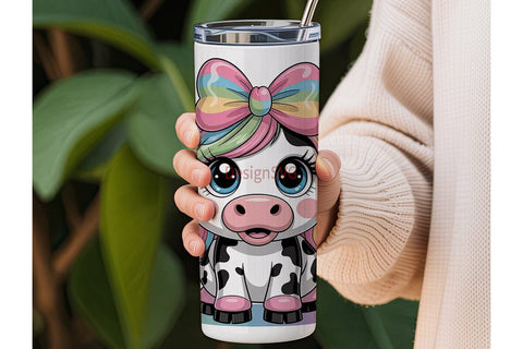 Kawaii Cow 20oz Tumbler Wrap Sublimation DesignSVG 