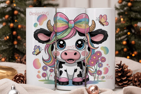 Kawaii Cow 20oz Tumbler Wrap Sublimation DesignSVG 