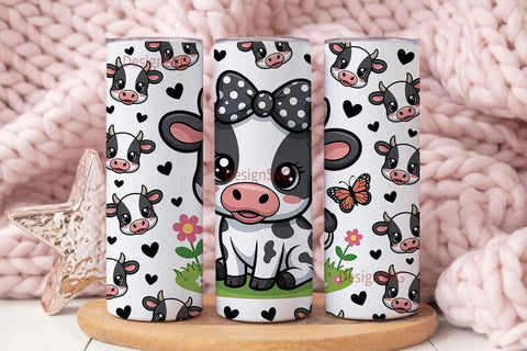 Kawaii Cow 20oz Tumbler Wrap Sublimation DesignSVG 