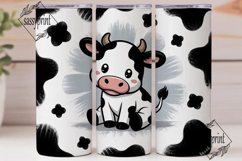 Kawaii Cow 20oz Tumbler Wrap Sublimation sassyprint 