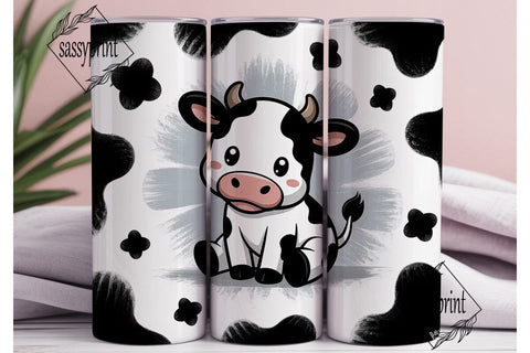 Kawaii Cow 20oz Tumbler Wrap Sublimation sassyprint 