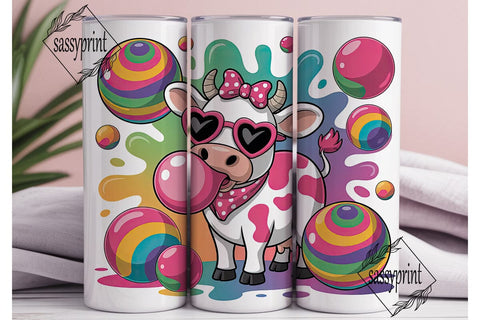 Kawaii Cow Bubblegum 20oz Tumbler Wrap Sublimation sassyprint 