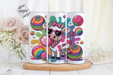 Kawaii Cow Bubblegum 20oz Tumbler Wrap Sublimation sassyprint 