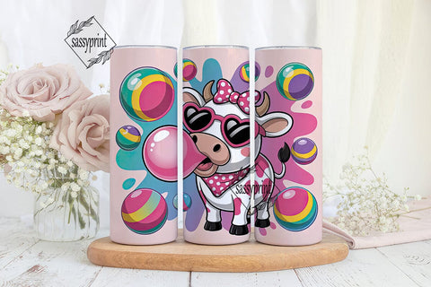 Kawaii Cow Bubblegum 20oz Tumbler Wrap Sublimation sassyprint 
