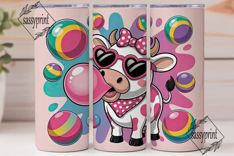 Kawaii Cow Bubblegum 20oz Tumbler Wrap Sublimation sassyprint 