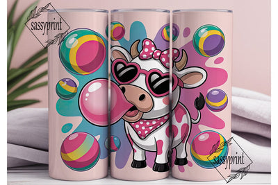 Kawaii Cow Bubblegum 20oz Tumbler Wrap Sublimation sassyprint 