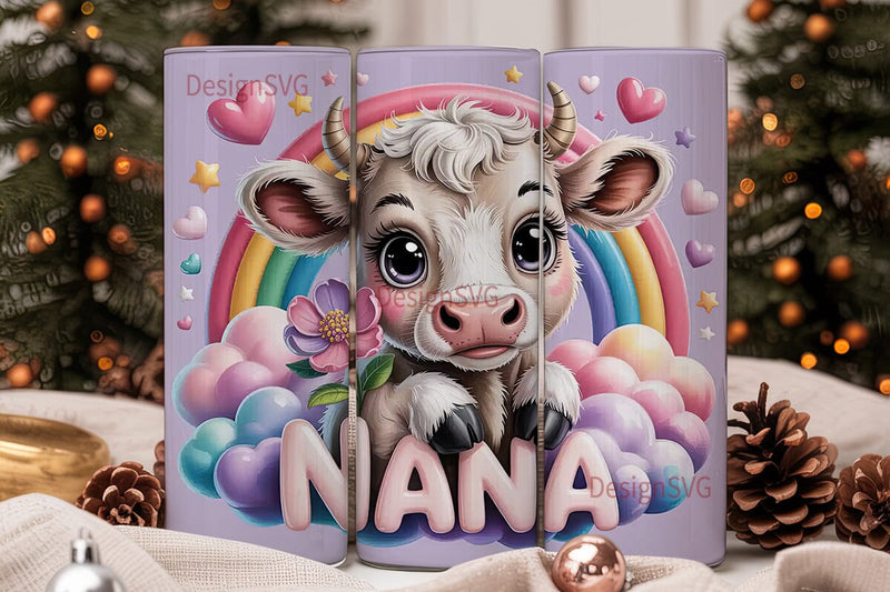 Kawaii Cow Nana 20oz Tumbler Wrap Sublimation DesignSVG 