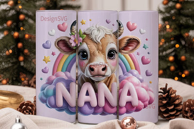 Kawaii Cow Nana 20oz Tumbler Wrap Sublimation DesignSVG 