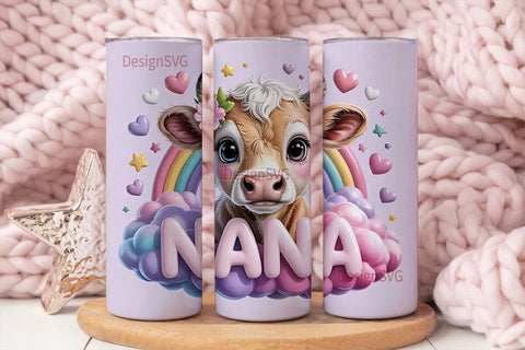 Kawaii Cow Nana 20oz Tumbler Wrap Sublimation DesignSVG 