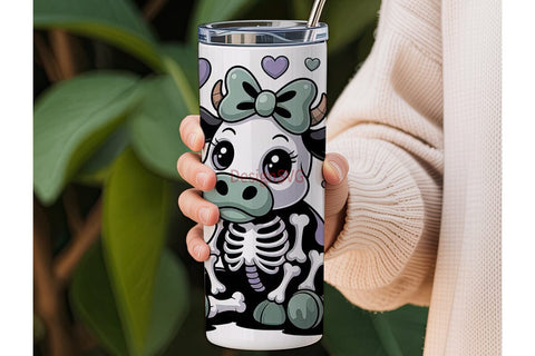 Kawaii Cow Skeleton 20oz Tumbler Wrap Sublimation DesignSVG 