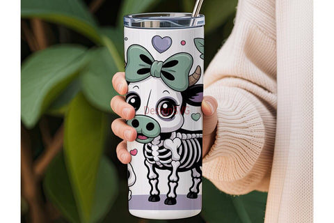 Kawaii Cow Skeleton 20oz Tumbler Wrap Sublimation DesignSVG 