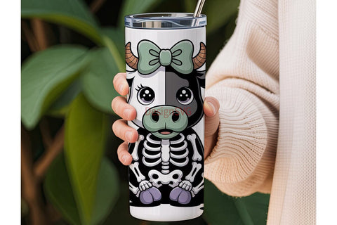 Kawaii Cow Skeleton 20oz Tumbler Wrap Sublimation DesignSVG 