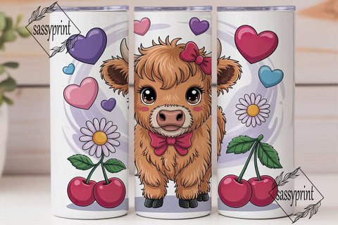 Kawaii Cow Skeleton 20oz Tumbler Wrap Sublimation sassyprint 